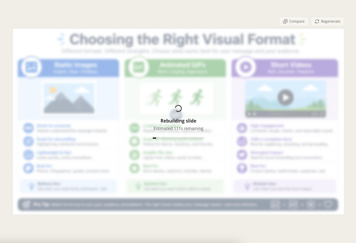 AI-generated presentation slide being reconstructed in SlideRebuild