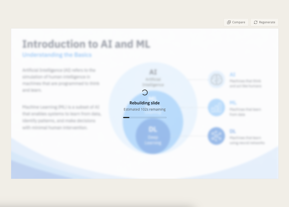 SlideRebuild processing screen while the screenshot is reconstructed