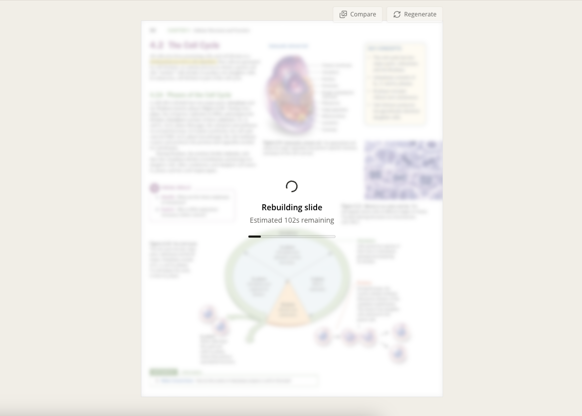 SlideRebuild processing screen while the textbook page is reconstructed